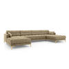 PANORAMASOFA Mamaia aus Samt beige 6 Sitzplätze - Beige, Textil (185/75/383cm) - Micadoni