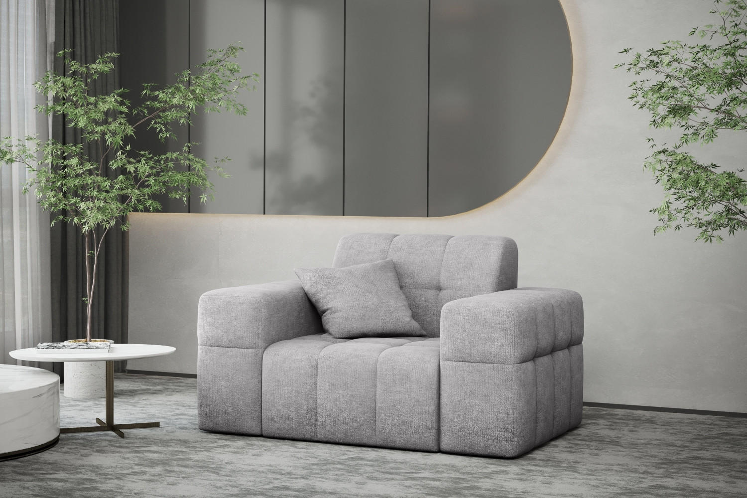 SESSEL NIMES Stoff Perfect Harmony Grau - Grau, Holz/Textil (120/82/92cm) - Kaiser Möbel
