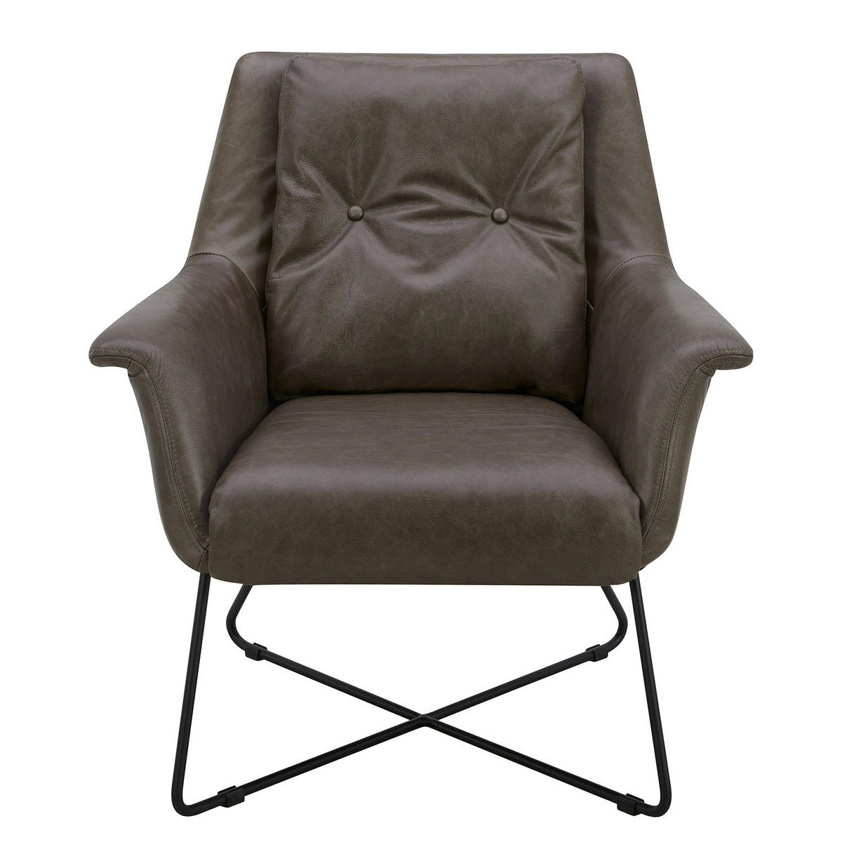 SESSEL - Schwarz/Braun, Leder (82/88/84cm) - home24