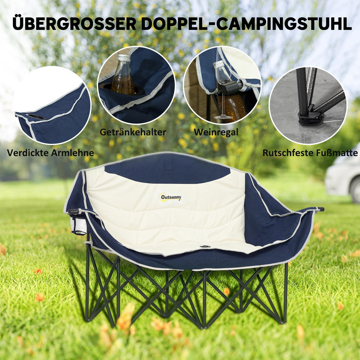 CAMPINGSTUHL Metall Oxfordstoff Blau - Blau, Textil/Metall (50/92/134cm) - Outsunny