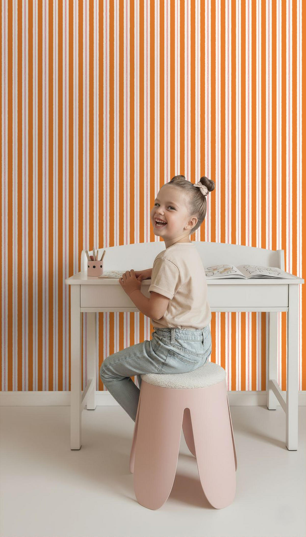 TAPETE Streifen 50 x 900 cm - Orange, Papier (50/0.1cm) - ESTAhome