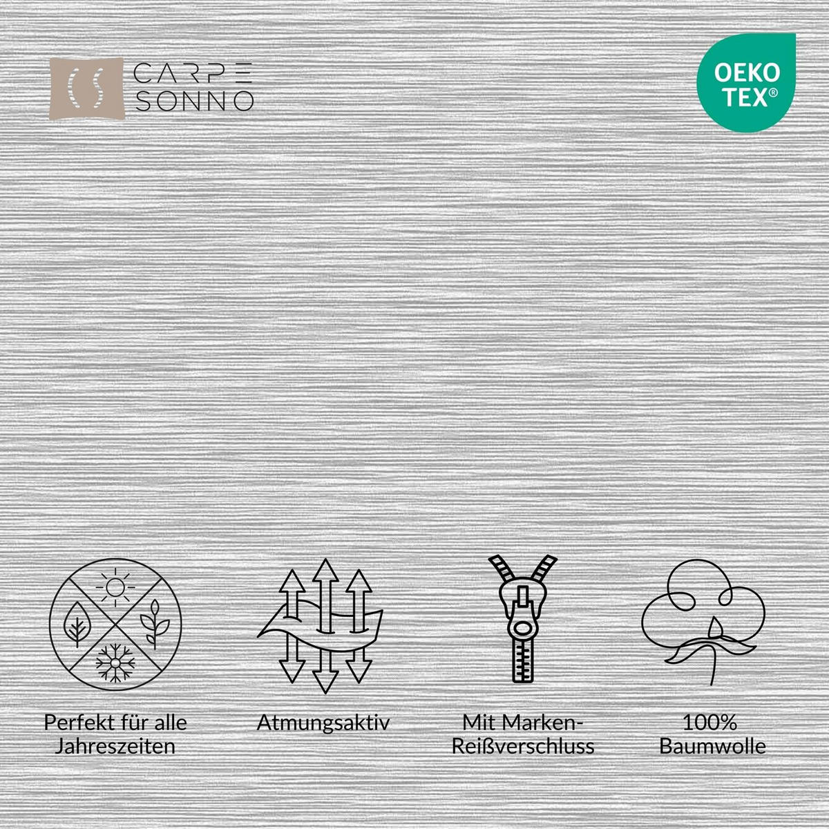 BETTWÄSCHE 155x200 Renforce Bettbezug Baumwolle Melange Grau - Grau, Textil (155/200cm) - Carpe Sonno