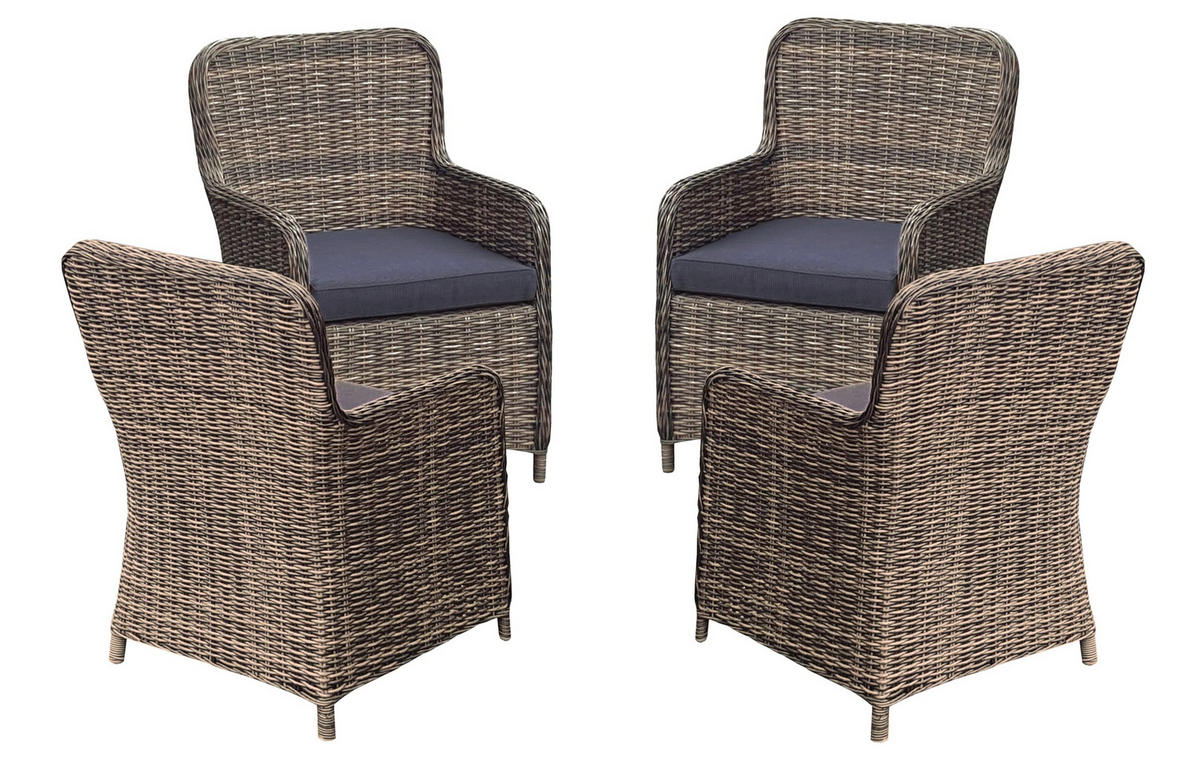 GARTENSTUHL 4er Set Lagos Relaxsessel - Braun, Kunststoff (66/93/62cm) - DELUKE