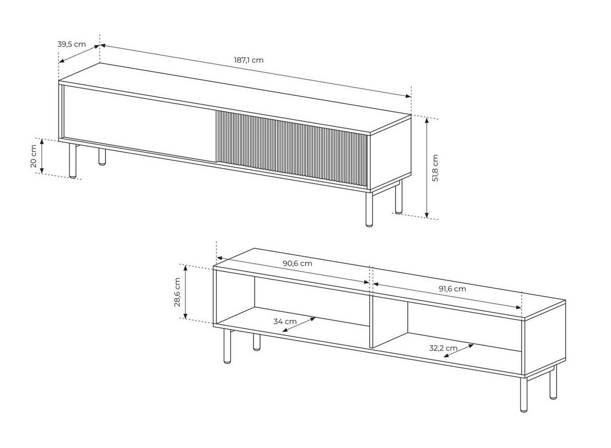 TV Schrank 187 cm Nomadi, 2 Türen, Eiche Cremona - Eichefarben, Holz (187/52/40cm) - Emporius