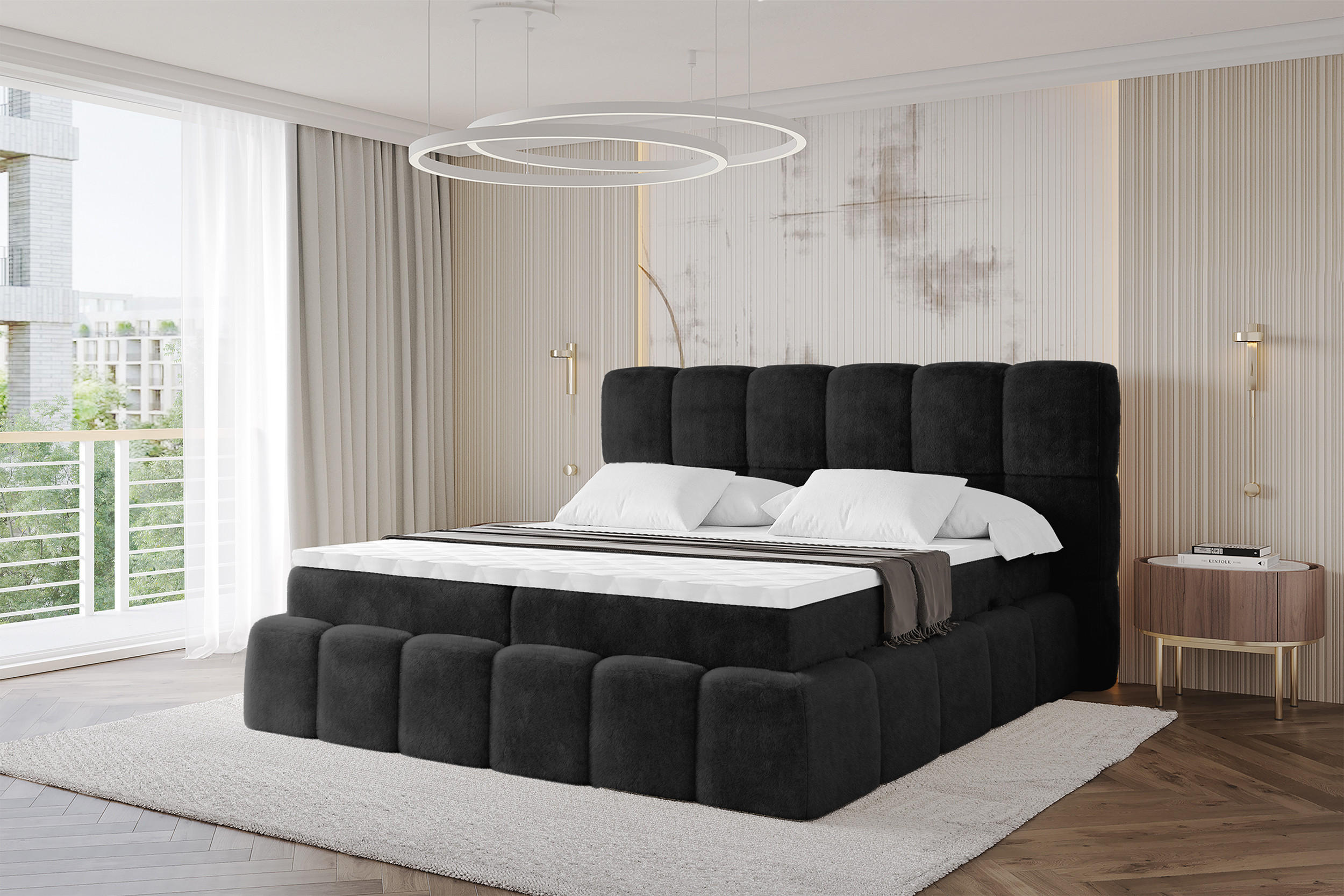 Thumbnail - Altdecor Boxbett, Schiefer, Holzwerkstoff, H3, Höhe ca. 20 cm, 120x200 cm, Schlafzimmer, Betten, Boxspringbetten