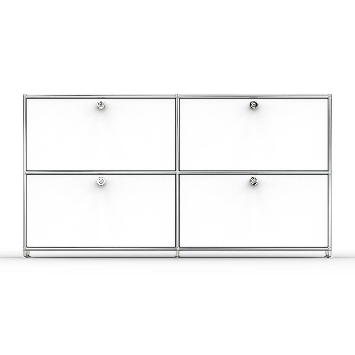 AKTENSCHRANK, 4 Klappen & Schloss, Breite 152 cm, Signalweiß - Chromfarben/Silberfarben, Metall (40/80.5/152.2cm) - Versee