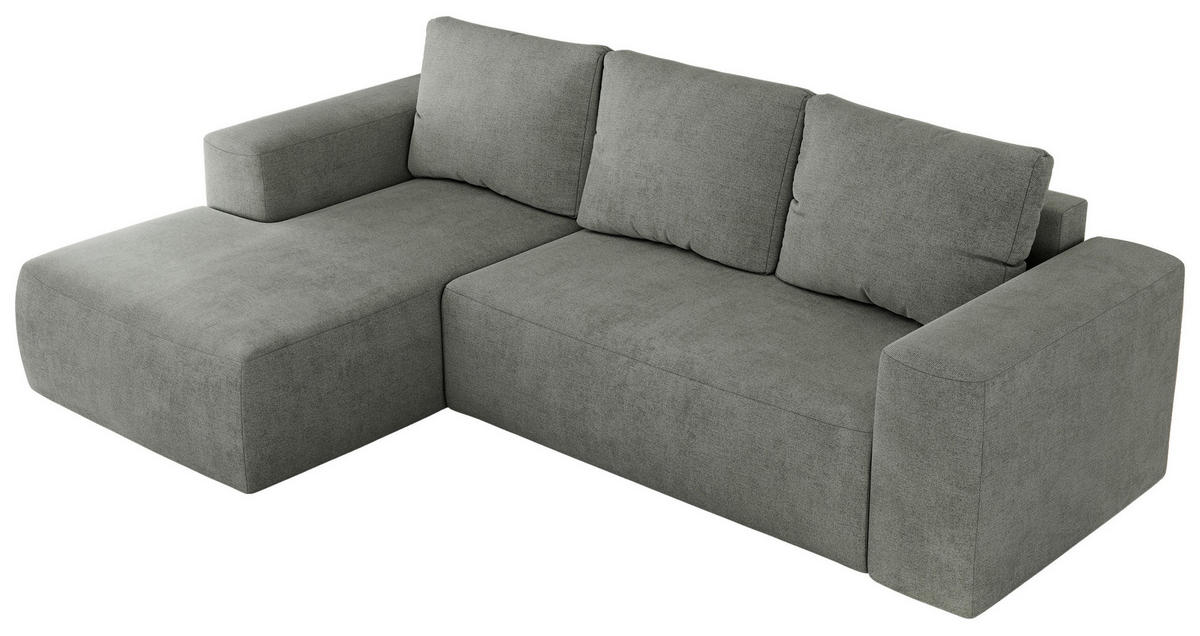 ECKSOFA TRENTINO L Grau Stukture - Links - Schwarz/Grau, Textil (266/164cm) - MKS