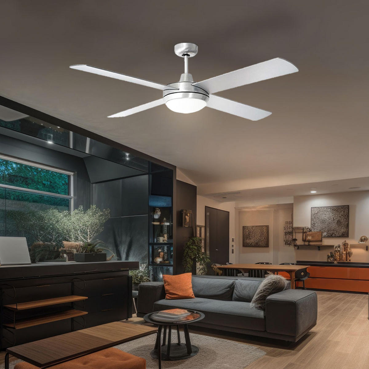 DECKENLEUCHTE Braun Metall Glas mit Fernbedienung - Braun, Glas (132/46/46cm)