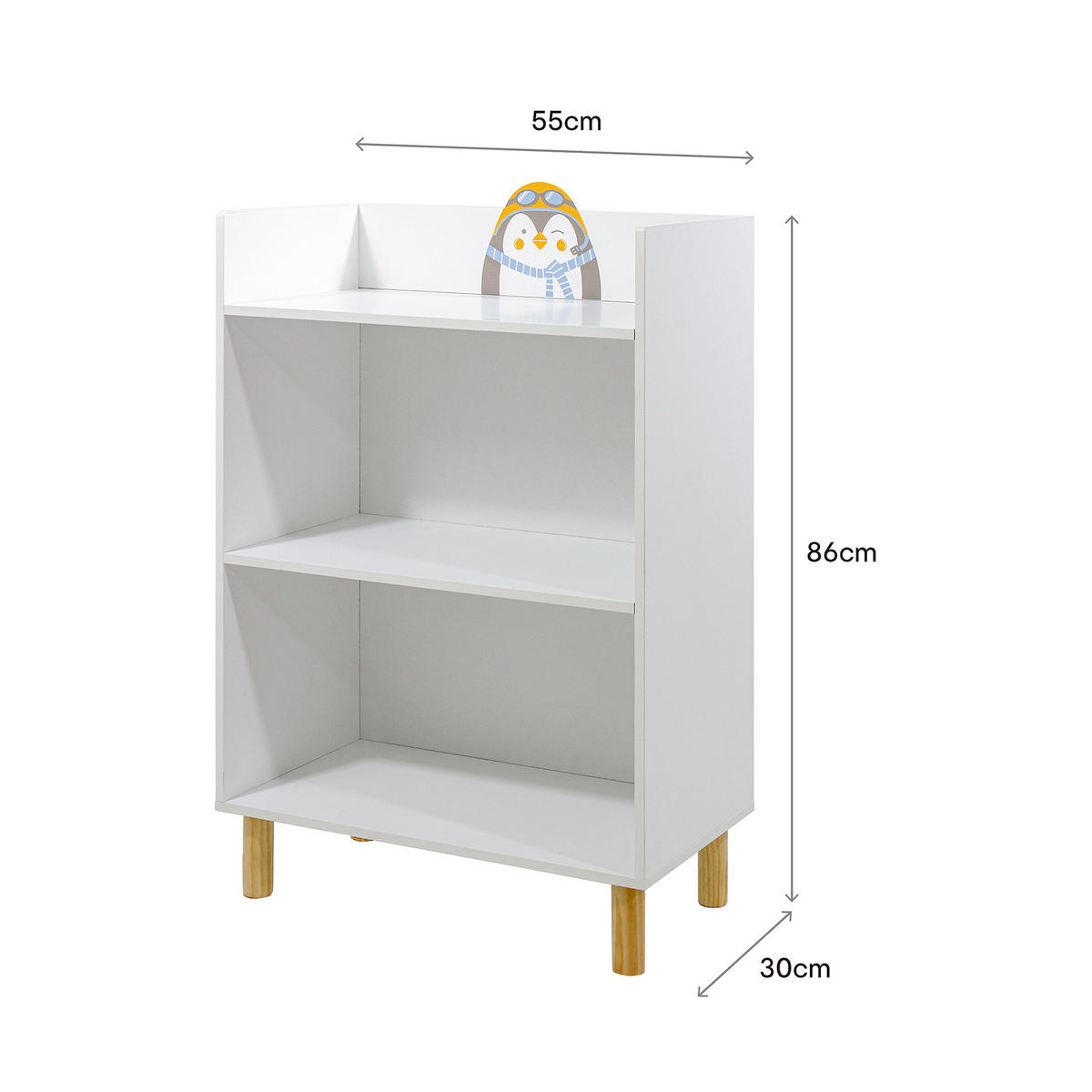 KINDERBÜCHERREGAL Weiß 55/30/86 - Weiß, Holz (55/86/30cm) - Mobili Rebecca