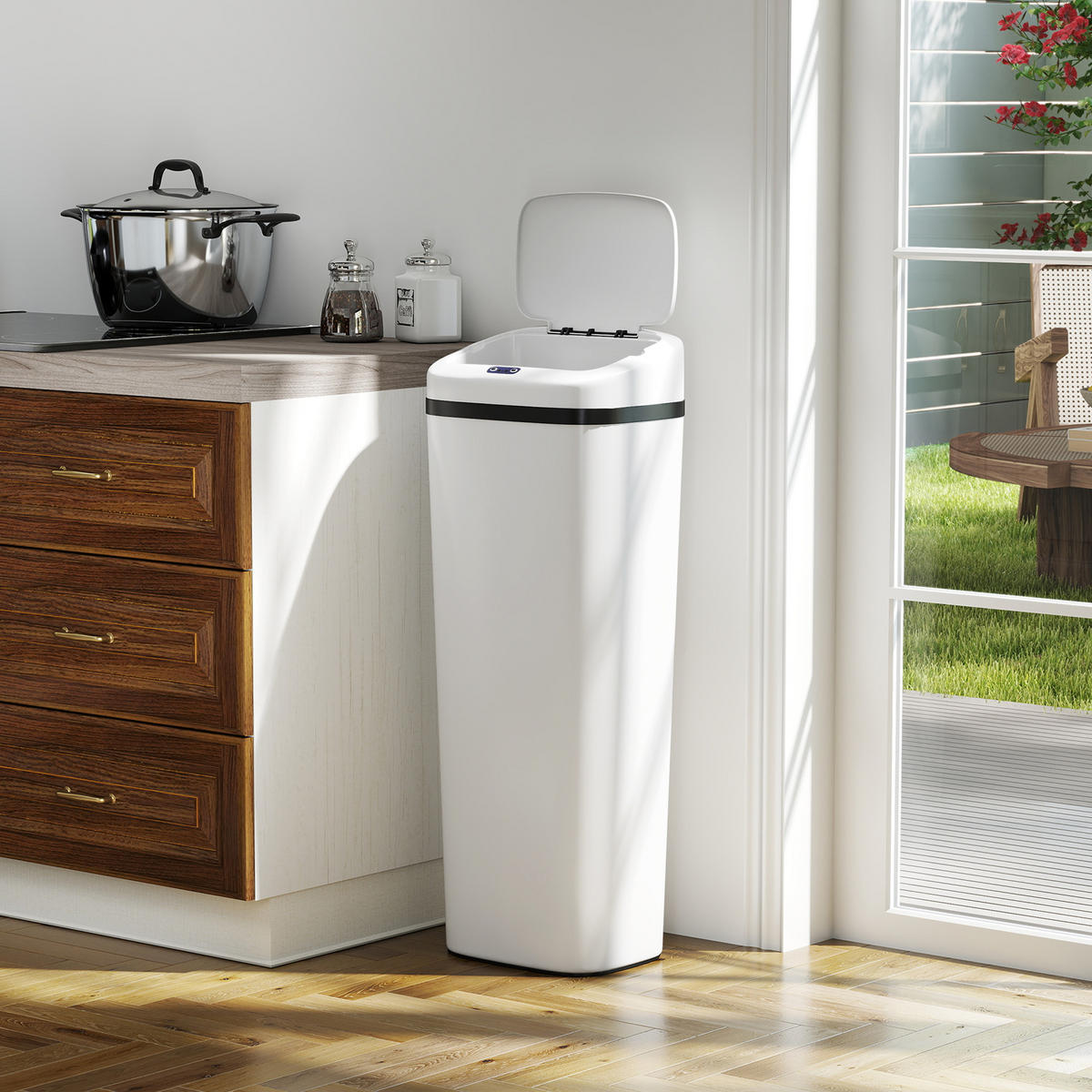MÜLLEIMER DE-17669 automatisch mit Sensor 50L Weiß - Weiß, Metall (25/84/33cm) - ComfortXL