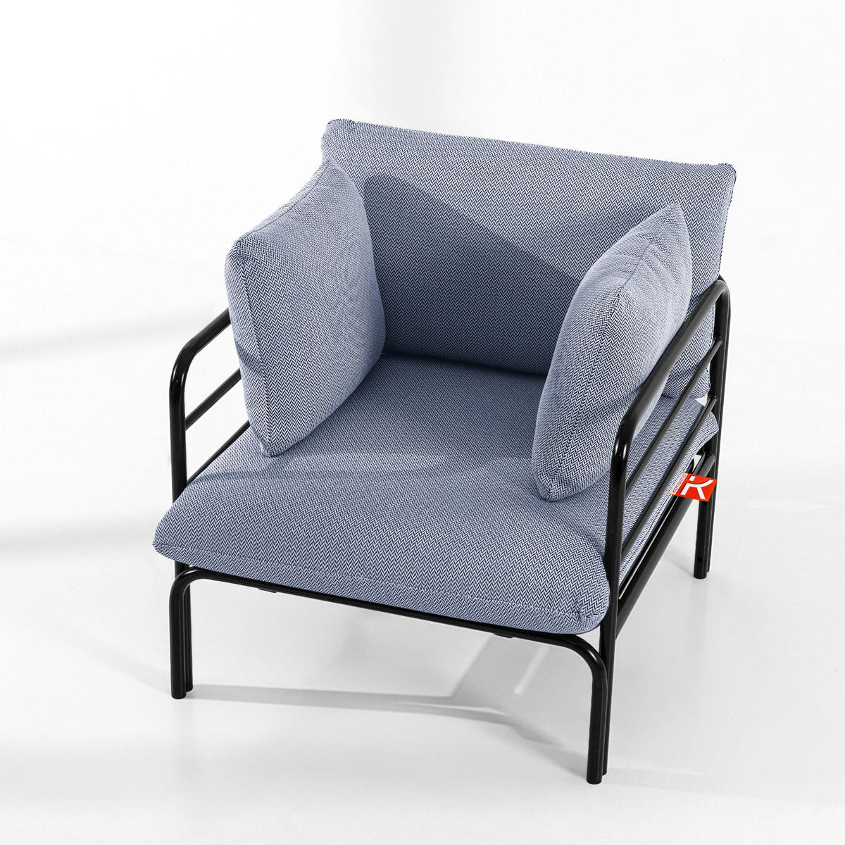 GARTENMÖBELSET RAMBE 4-tlg. 1x Tisch 2x Sessel 1x Sofa 2-Sitzer, mit Kissen, LOFT-STIL, Anthrazit - Anthrazit/Dunkelblau, Glas/Textil - KONSIMO®