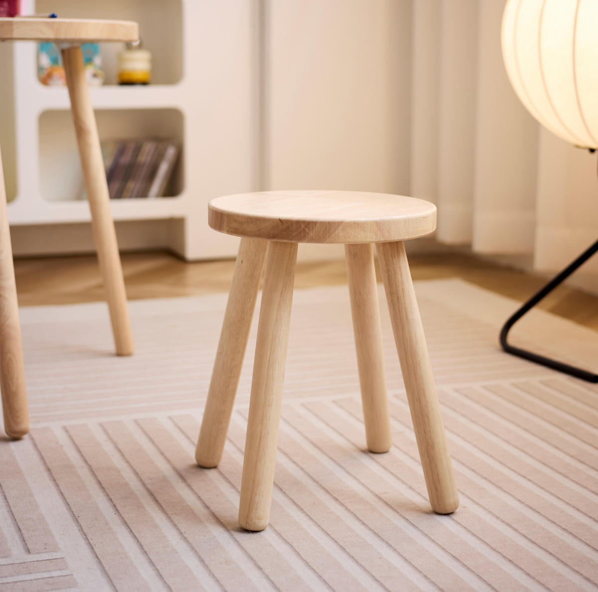 HOCKER 2er-Set und TISCH für Kinder - Braun, Holz (55/49/40cm) - Nordlys