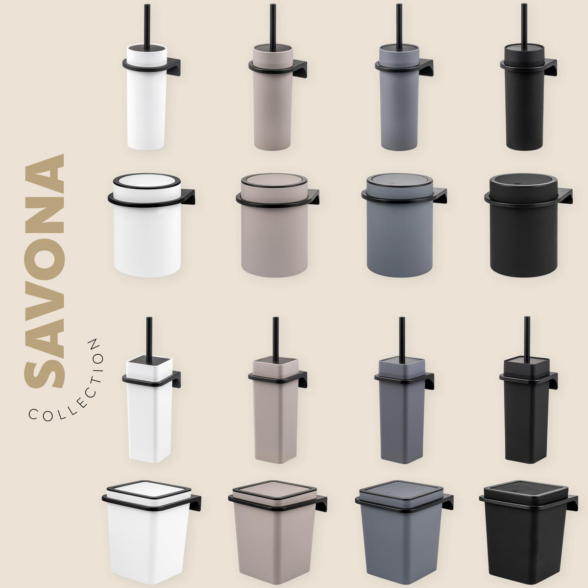 BAD-ACCESSOIRES-SET (4er-Set) SAVONA, Soft-Touch, weiß - Weiß, Kunststoff (19/24.5/19cm) - bremermann