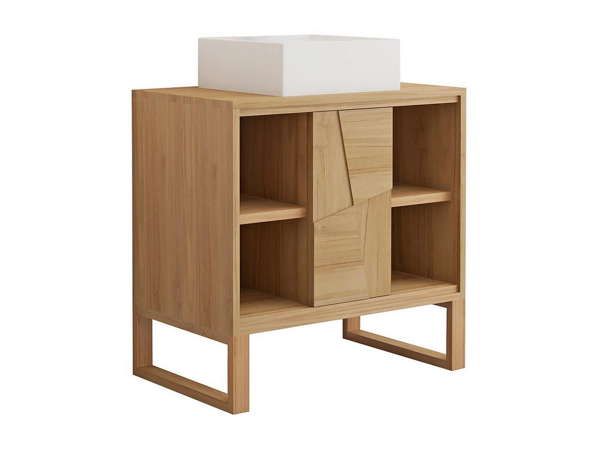 EINZELWASCHTISCH - 80 cm x 50 cm - holz - naturfarben hell Mataram - Weiß, Holz (80/80/50cm) - Vente-Unique