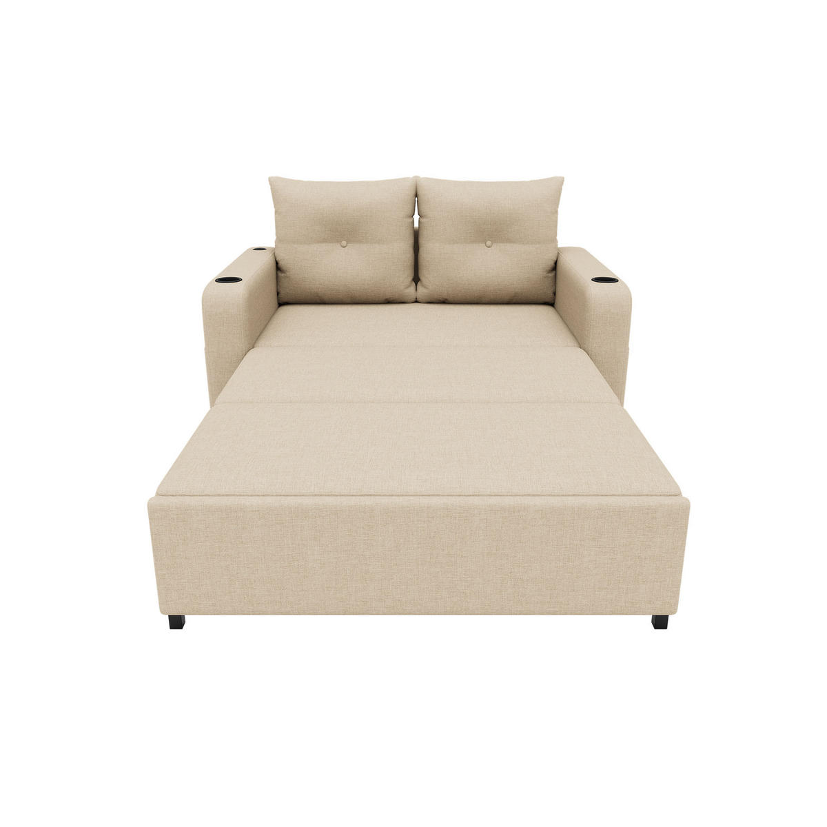 SCHLAFSOFA 3-in-1 mit Getränkehalter, Taschen und USB, Beige - Beige, Textil (131/94/81cm)