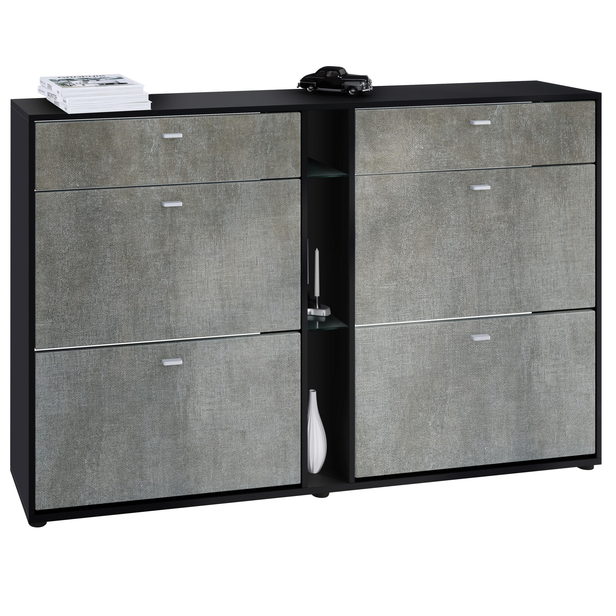 SCHUHSCHRANK Today Fronten in Braun meliert - Graubraun, Holzwerkstoff (155.5/95/28cm) - Vladon
