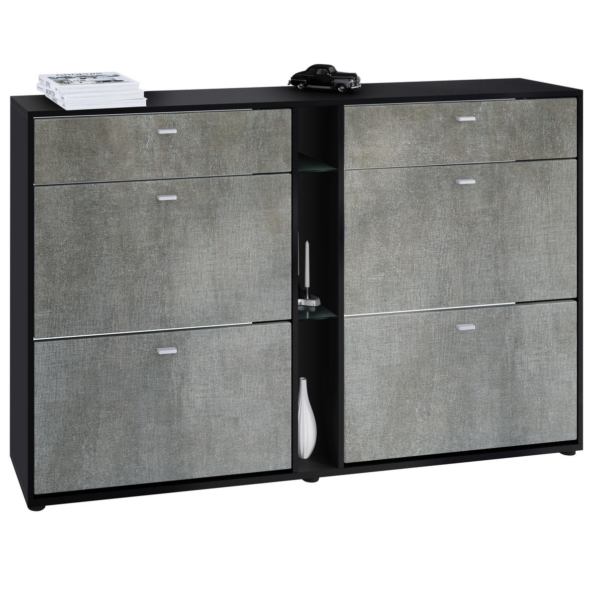 SCHUHSCHRANK Today Fronten in Braun meliert - Graubraun, Holzwerkstoff (155.5/95/28cm) - Vladon