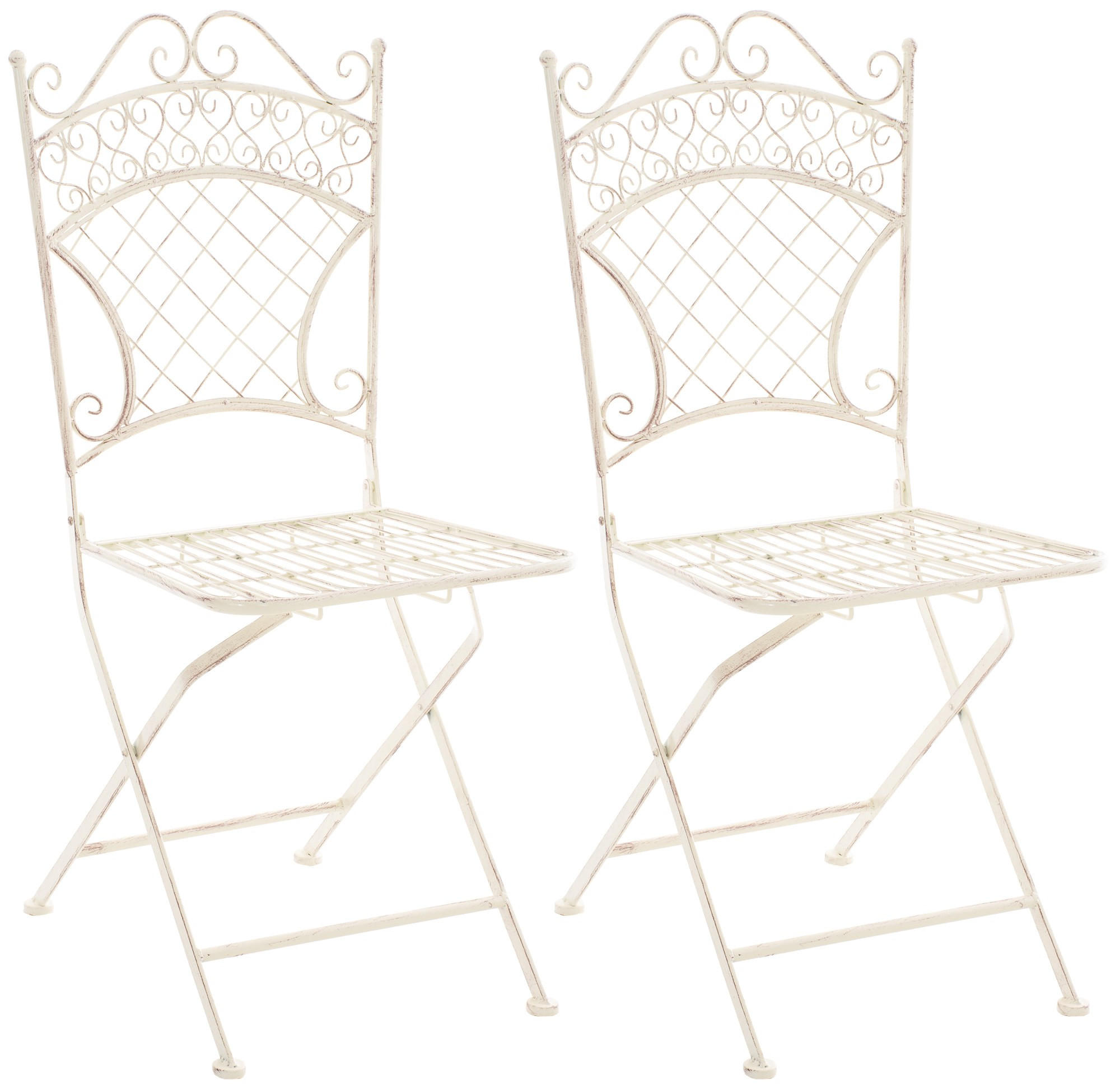 GARTENKLAPPSTUHL 2er Set Metall Antik-Creme - Creme, Metall (42/94/40cm) - CLP