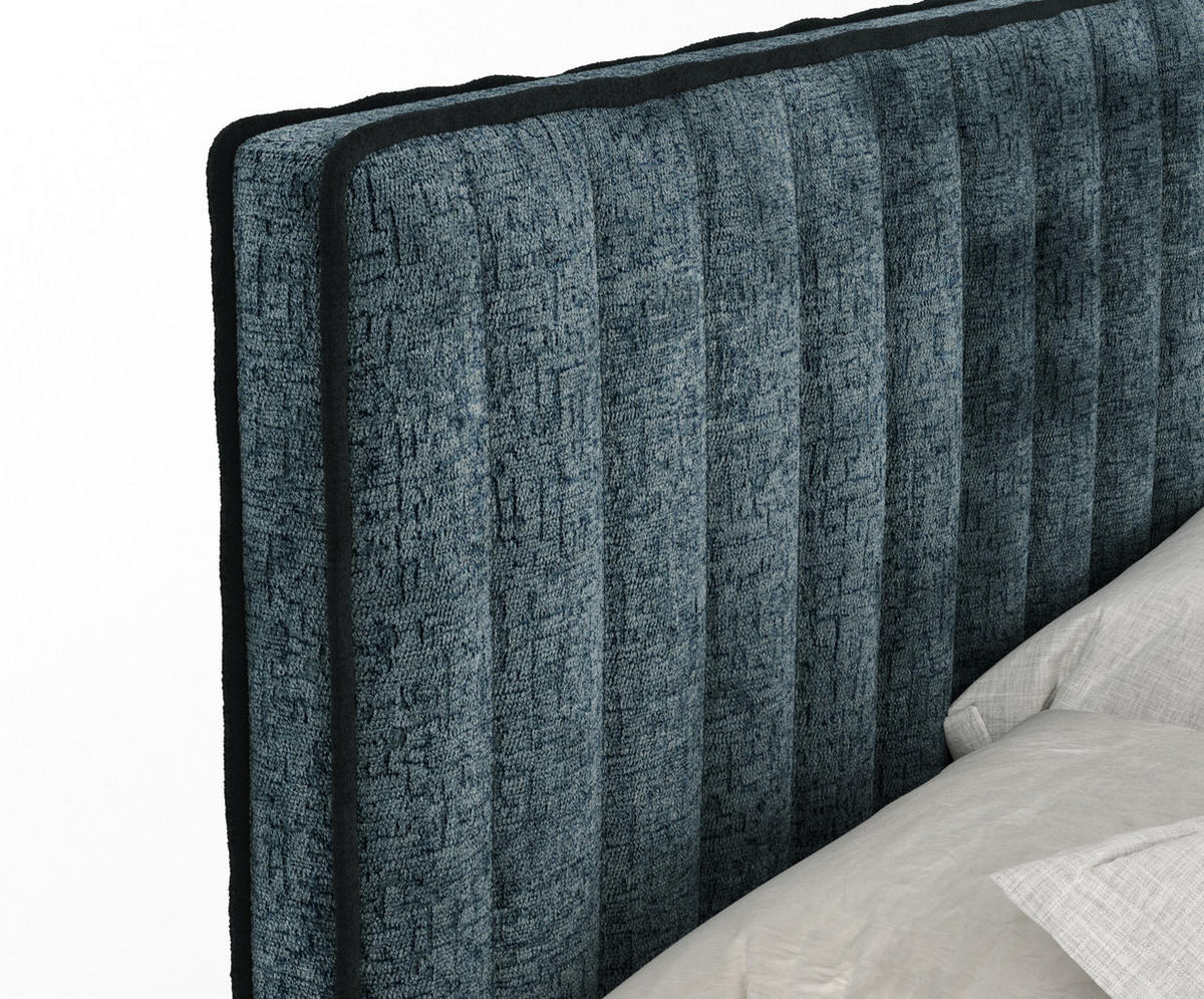 BOXSPRINGBETT Nocturne Blau 140/200 cm - Blau/Schwarz, Holz/Holzwerkstoff (140/200cm) - Maison de Reve