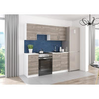 KÜCHENZEILE LECO 180 eiche nelson - Dunkelbraun, Holzwerkstoff (180/82/46cm) - roe furniture