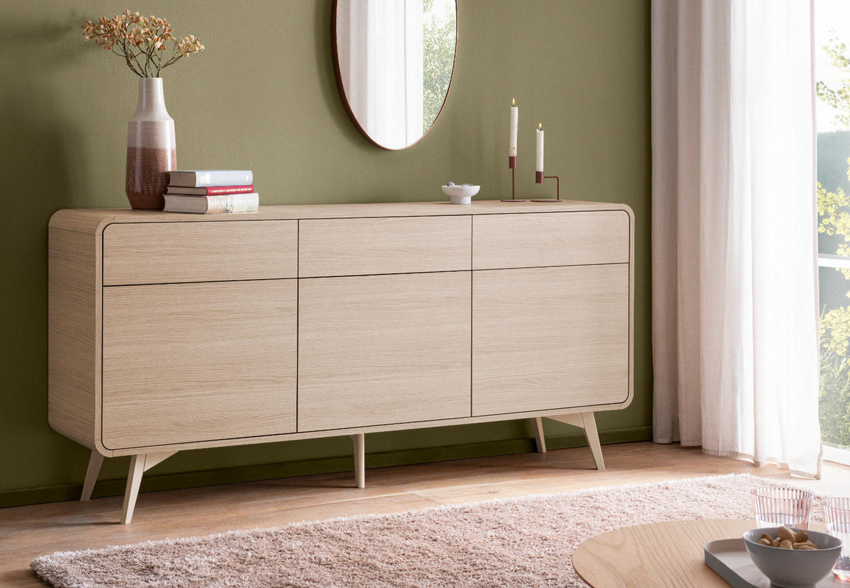 SIDEBOARD Eiche natur, Kommode 180 x 84 cm, Elverum - Eichefarben/Naturfarben, Holz/Holzwerkstoff (180/84/39cm) - Furn.Design