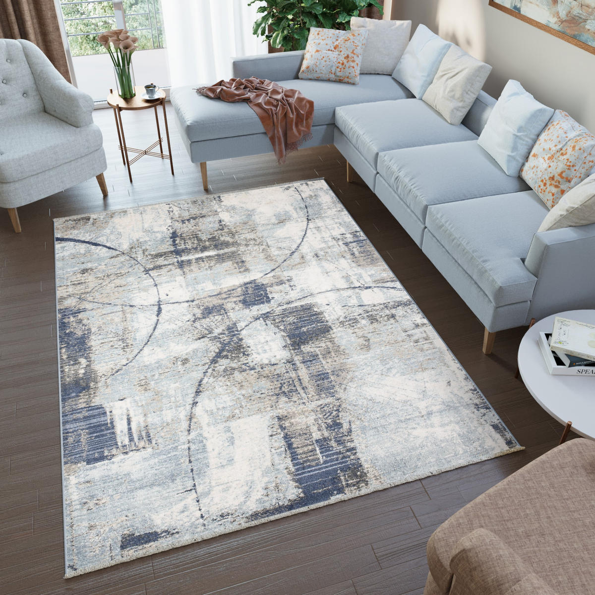 TEPPICH RIVIOLI Hellblau 120/170 cm - Hellblau, Textil (120/170cm) - Tapiso
