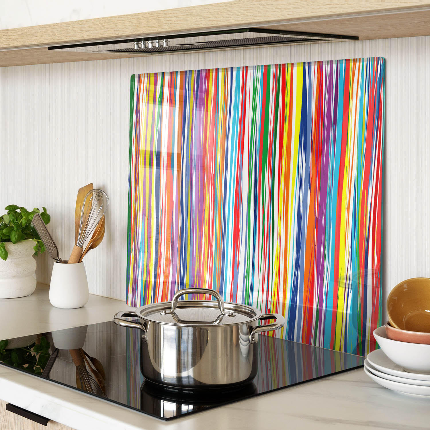 GLASPLATTE 60x52 cm Farbige Streifen - Multicolor, Glas (60/0.4/52cm) - TULUP
