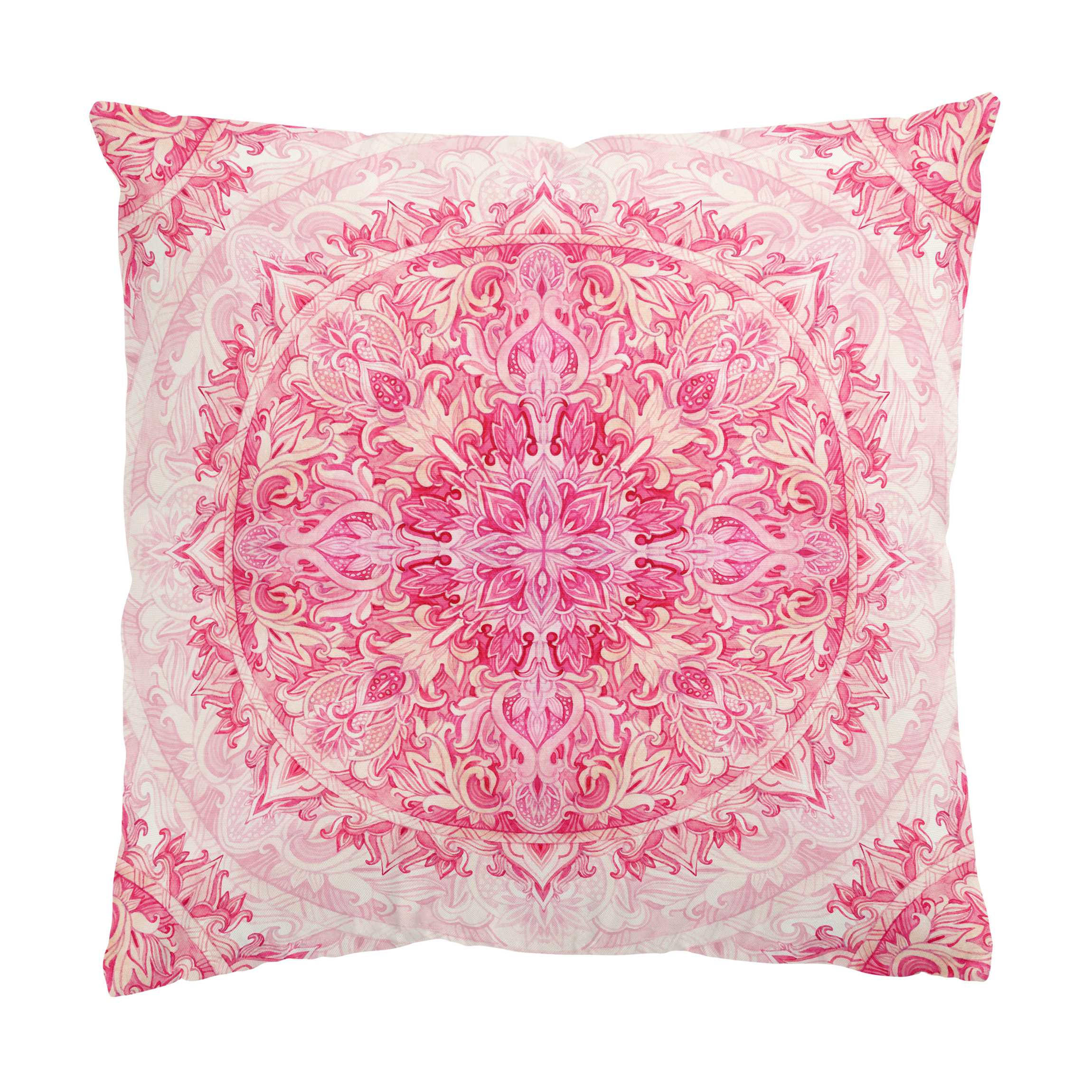 DEKOKISSEN Mandala Aquarell Ornament Muster pink 40/40 cm - Pink, Textil (40/40/10cm) - Bilderwelten