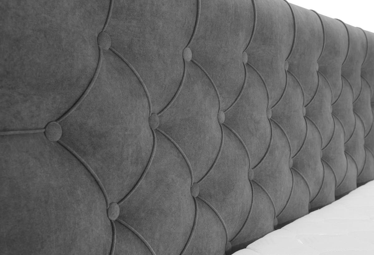 BOXBETT Palmeria 160/200 cm in Graphit – mit Bettkasten und Topper - Schwarz/Grau, Holz/Holzwerkstoff (160/200cm) - AX Living