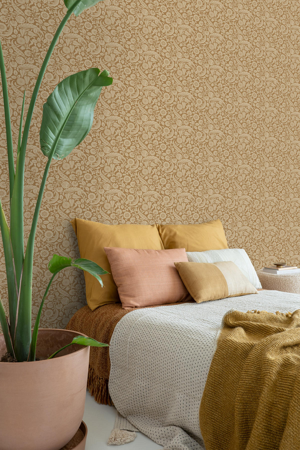 TAPETE Blumenmuster 50 x 900 cm - Braun, Papier (50/900cm) - ESTAhome