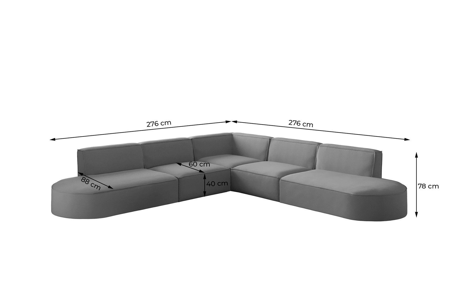 Thumbnail - Fun Möbel Ecksofa, Braun, Textil, U-Form, 276x276 cm, Wohnzimmer, Sofas & Couches, Wohnlandschaften, Ecksofas