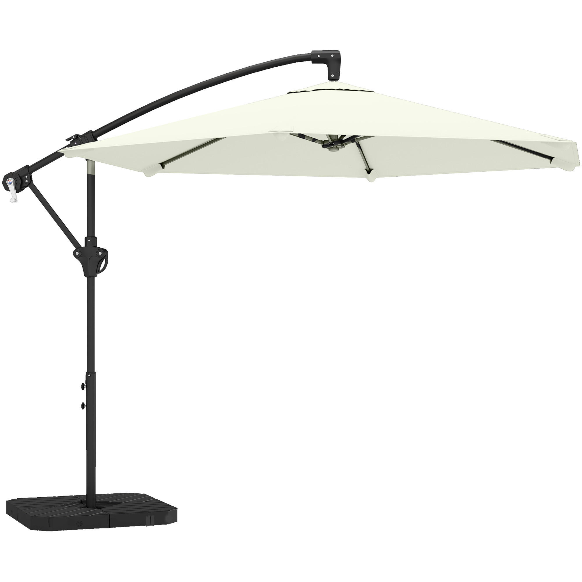 SLUNEČNÍK S PÁSKEM Kov Polyester Krémově bílý - krémová, textil (295/302cm) - Outsunny