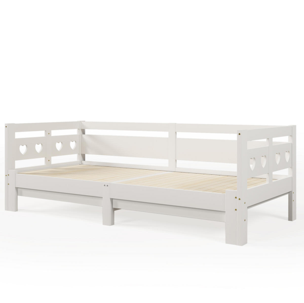 BETT aus Kiefer 98-187x206x66 cm in Weiß mit Ausziehfunktion - Weiß, Holzwerkstoff (90/200cm) - Modfu