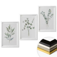 WANDBILDER 3er-Set - 40x60 cm Weißer Rahmen - Pflanzenmuster mit Grün - Weiß, Kunststoff (40/60cm) - ArtPrintCave