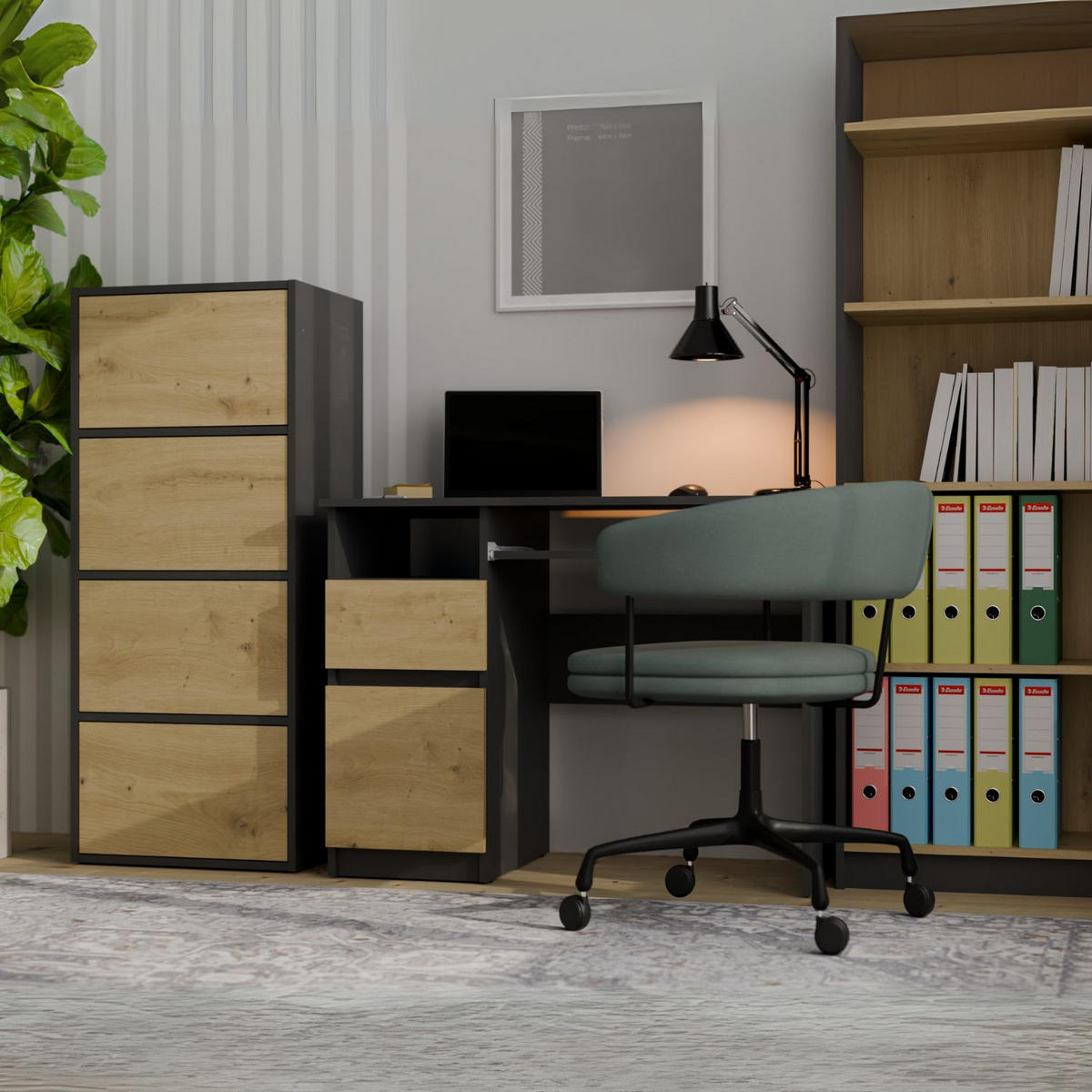 KOMMODE Kate - Anthrazit, Holzwerkstoff (50/119/40cm) - kommodly