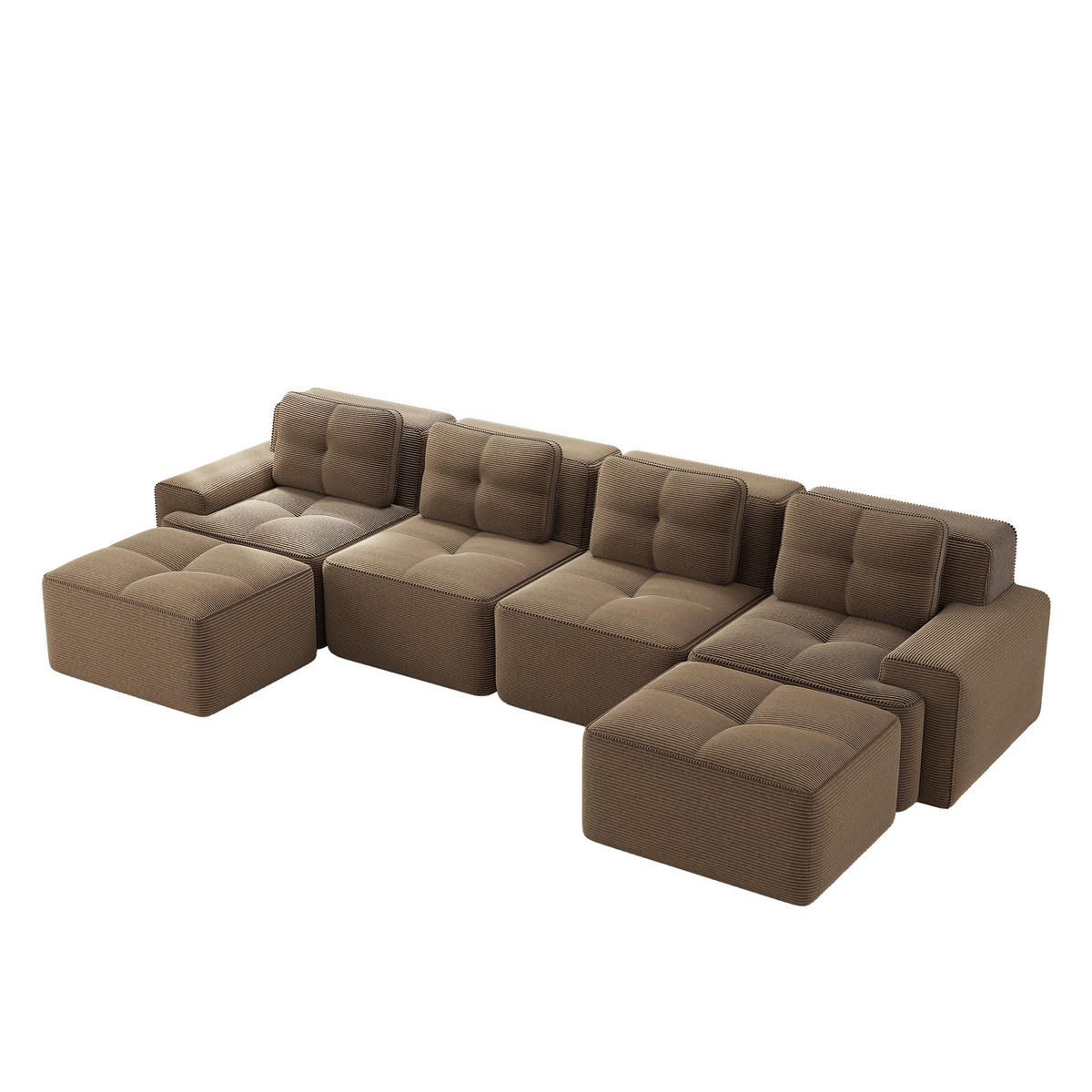 WOHNLANDSCHAFT Braun 382/177/69 cm 4-Sitzer Modular Cordstoff - Braun, Textil (382/69/177cm) - PANGIVO