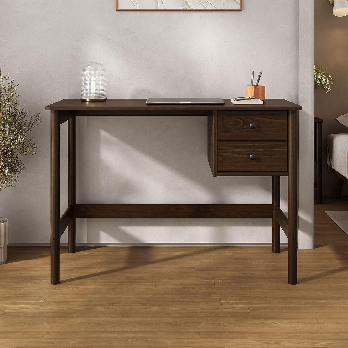 SCHREIBTISCH MARLO nussbaum - Nussbaumfarben, Holz (54/110/76cm) - IDIMEX