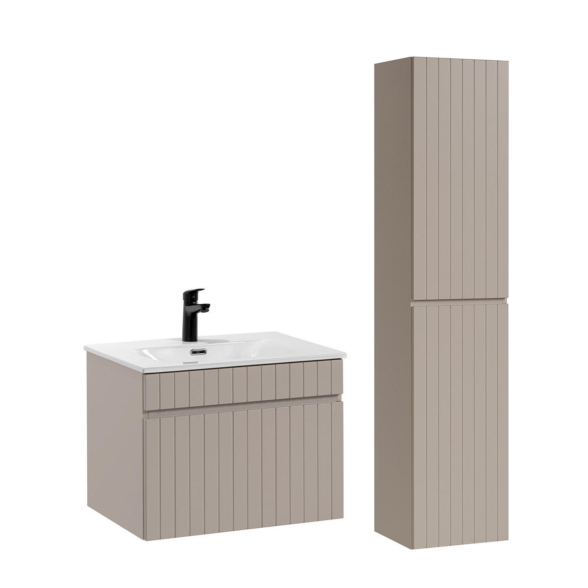 BADMÖBEL 60cm Zelie 2er-Set Kaschmir - Beige, Holzwerkstoff (60/46/46cm) - Petits-meubles