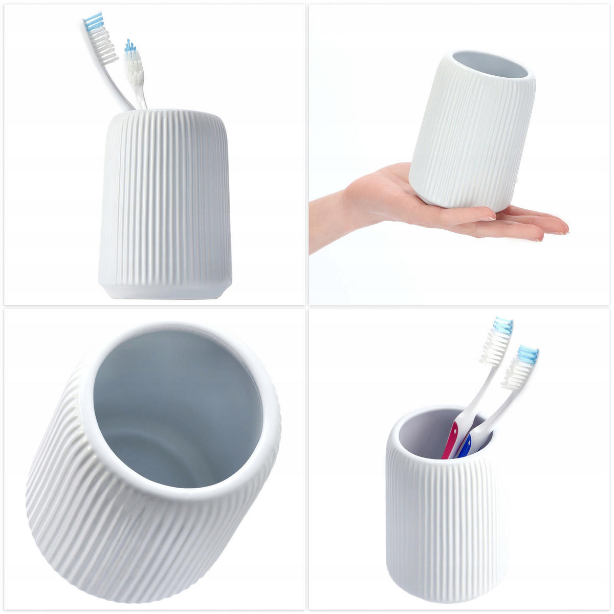 BADEZIMMERBECHER - Weiß, Keramik (8/11cm) - KADAX