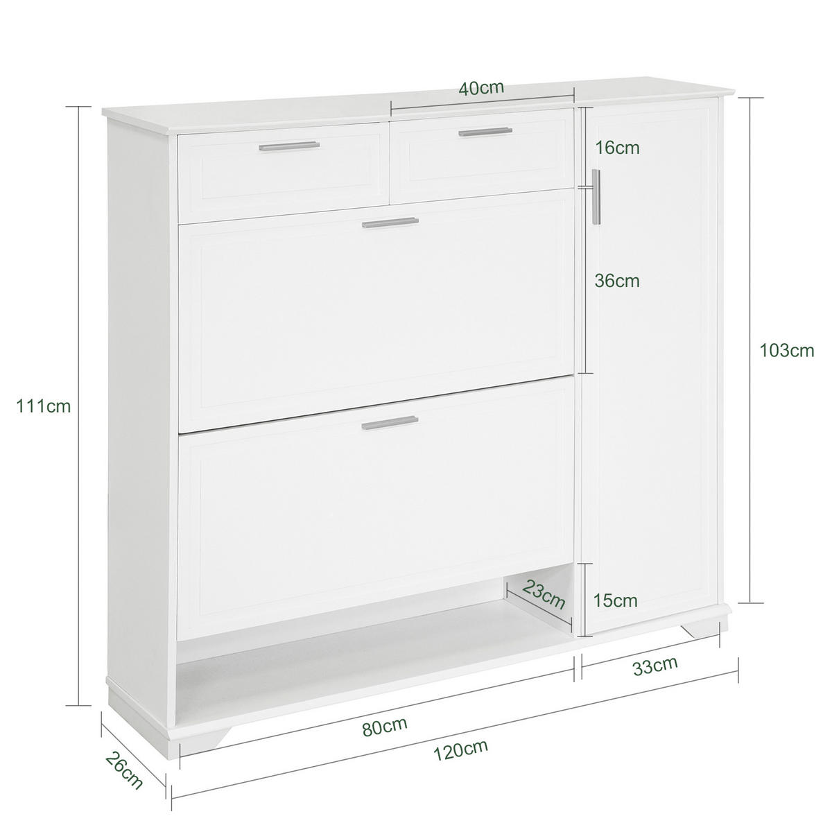 SCHUHSCHRANK Weiß - Weiß, Holzwerkstoff (120/111/26cm) - SoBuy