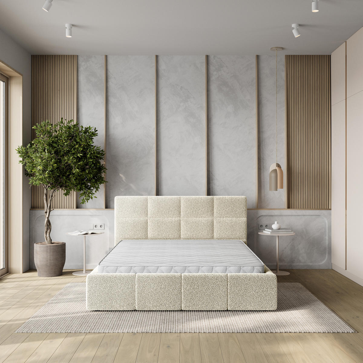 POLSTERBETT COMO 180x200 cm mit Bettkästen - Creme - Creme, Holz (180/200cm) - MASSENO