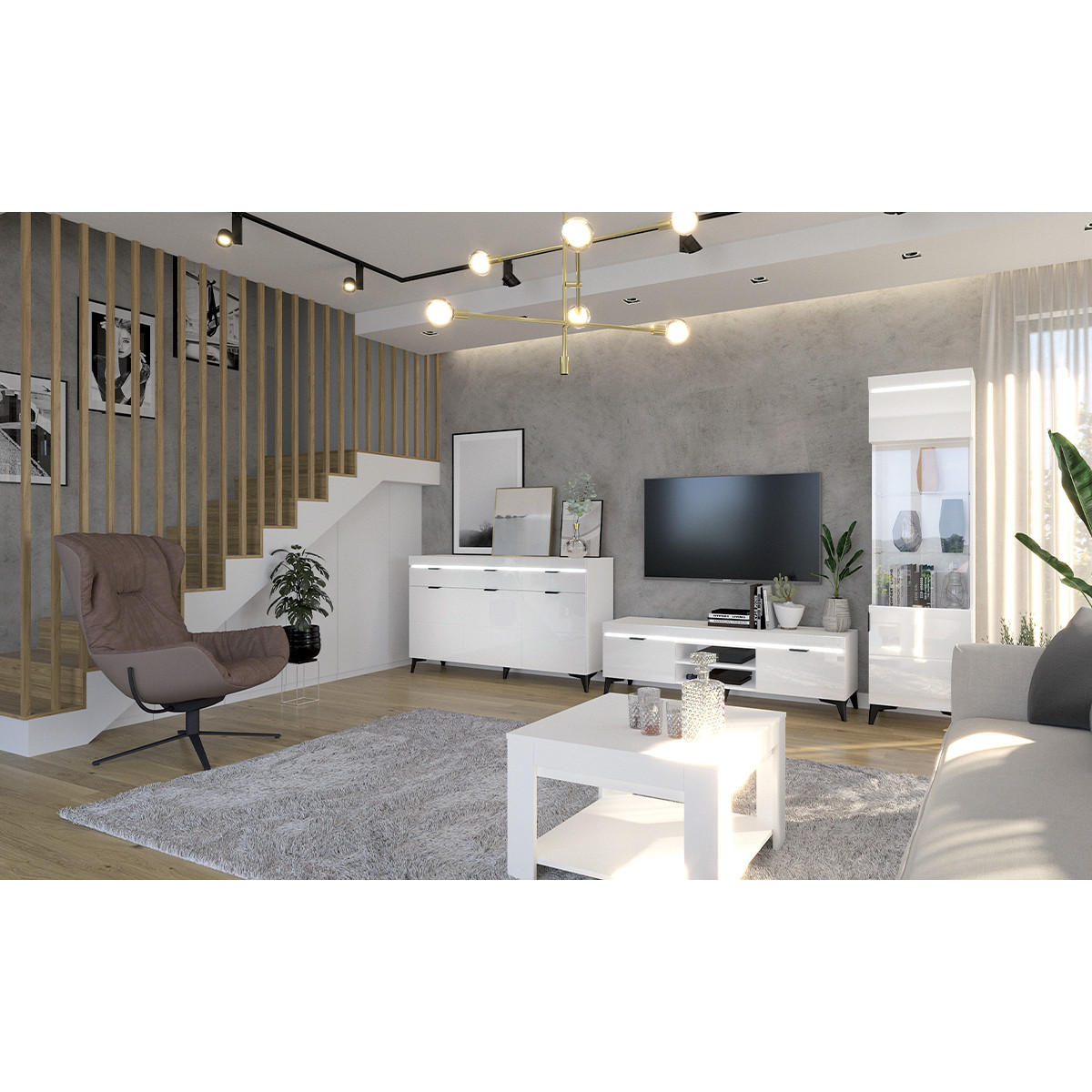 TV-MÖBEL Ruben Weiß - Weiß, Holzwerkstoff (157/48/40cm) - Petits-meubles