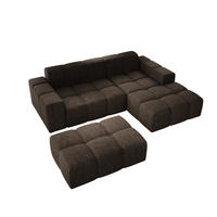 ECKSOFA Fogo mit Hocker, Couch L-Form, Sofa Rechts, Veloursstoff, 245x68x180 cm, Braun - Braun, Holz/Textil (245/180cm) - PROMETO Möbel
