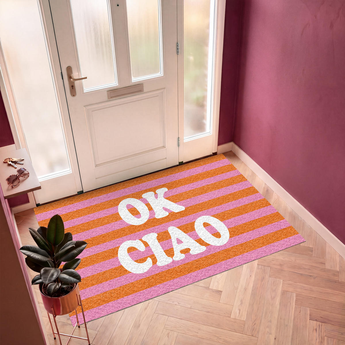 ROHOŽKA Ciao - Citát - Pruhy 180x120 cm - oranžová, plast (180/120cm) - MuchoWow