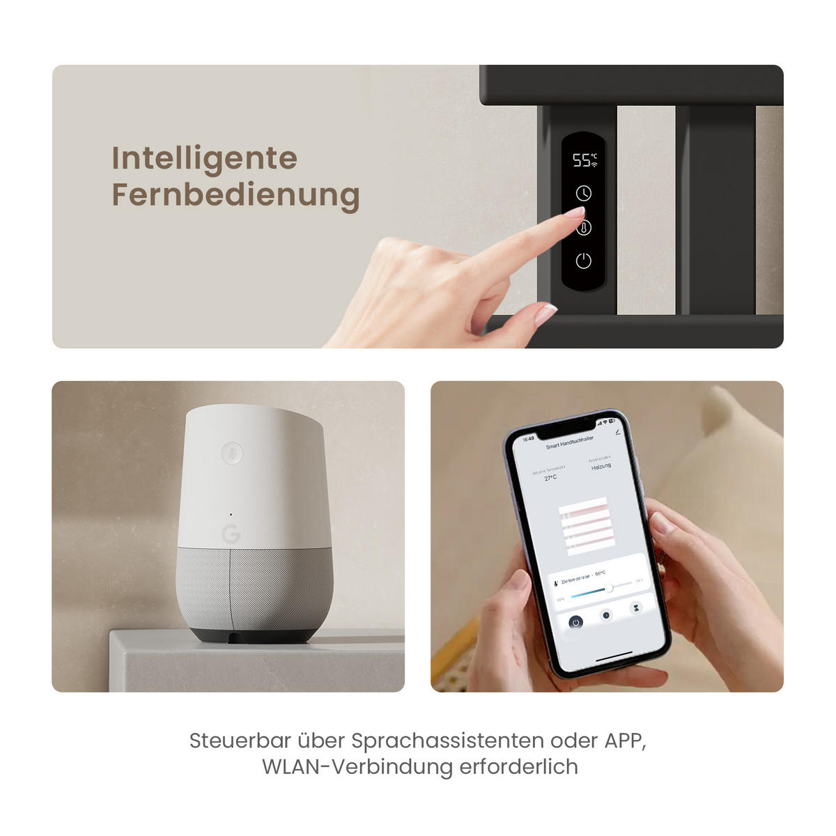 HEIZKÖRPER Elektrisch WLAN Thermostat Schwarz - Schwarz, Metall (50/130/11cm) - EMKE