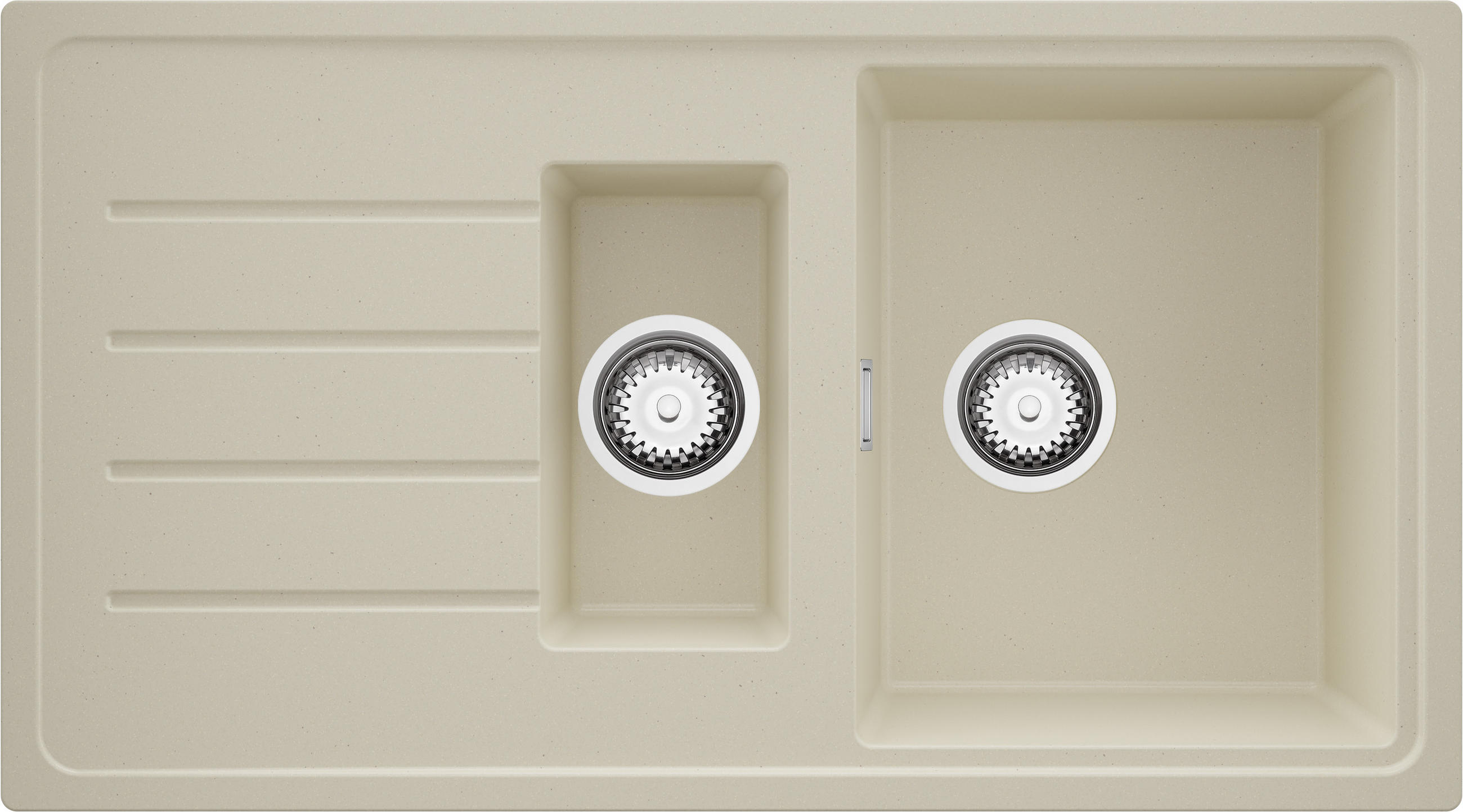 SPÜLBECKEN Kopenhagen Duo, 2-er set Beige 90/50 cm 1,5 Becken + Ablauf-Set ab 60er Unterschrank - Chromfarben/Beige, Kunststoff (90/19/50cm) - Primagran