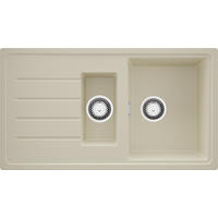 SPÜLBECKEN Kopenhagen Duo, 2-er set Beige 90/50 cm 1,5 Becken + Ablauf-Set ab 60er Unterschrank - Chromfarben/Beige, Kunststoff (90/19/50cm) - Primagran