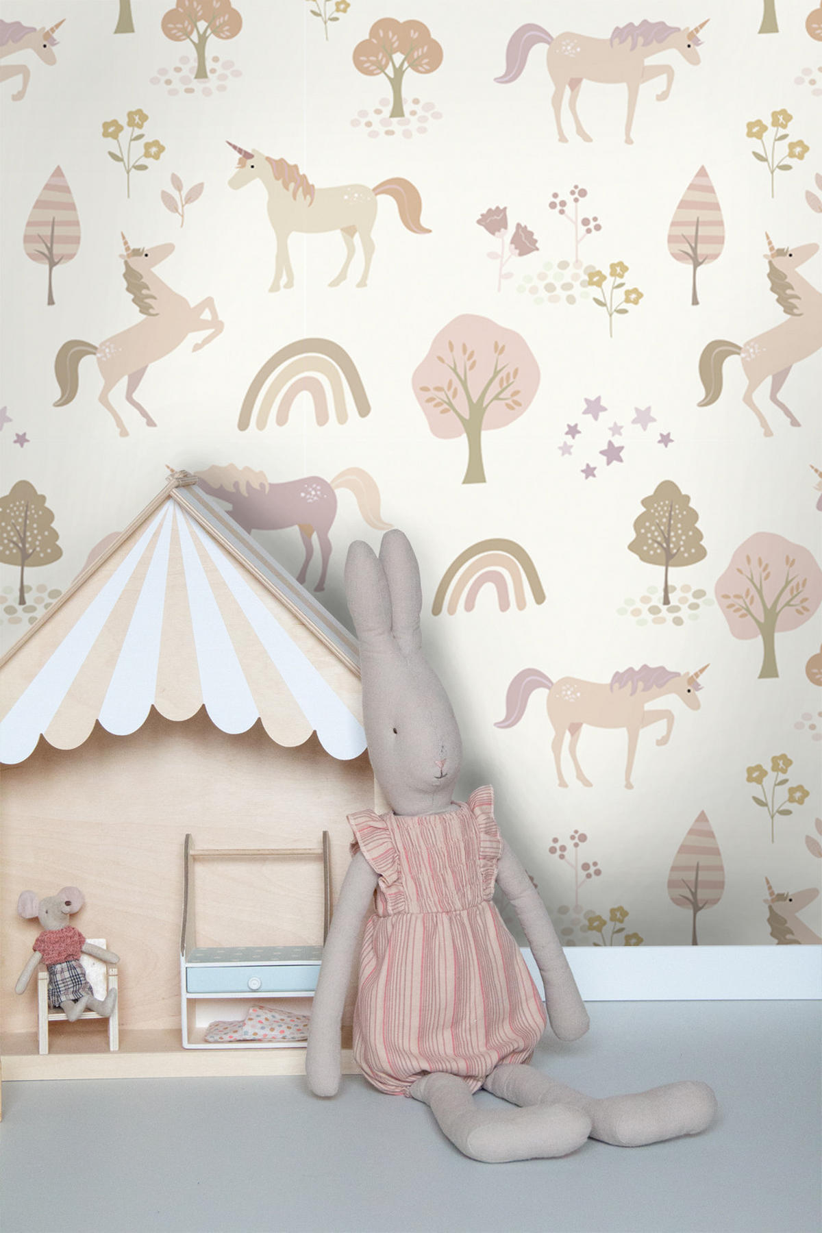 TAPETE Einhörner 53 cm x 10.05 m - Beige, Papier (53/0.1cm) - ESTAhome