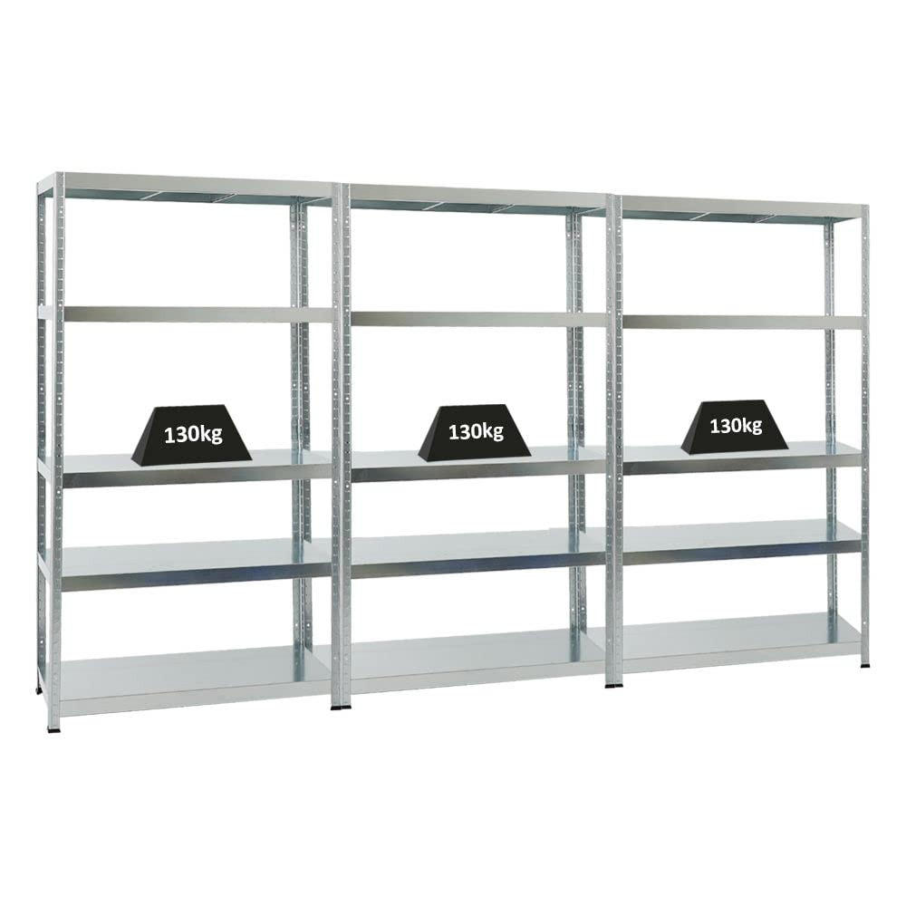 SCHWERLASTREGAL Steel Eagle 3er-Set mit 3x 180x100x40 cm Fachlast 130 kg Verzinkt - Silberfarben, Metall (300/180/40cm) - PROREGAL