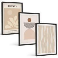 BILDER SET 3er Set - 40x60 cm Schwarzer Rahmen - Stilvolle abstrakte Beigetöne - Schwarz, Kunststoff (40/60cm) - TULUP